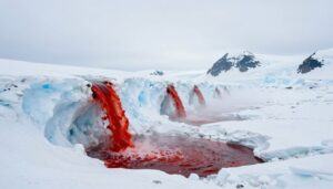 AI depiction of Blood Falls in Antartica
