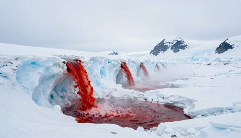 AI depiction of Blood Falls in Antartica
