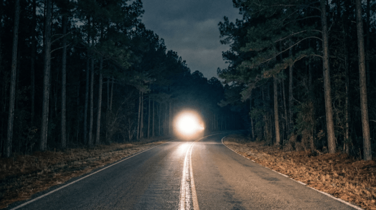 Rural Texas road at night associated with the Cash Landrum UFO case