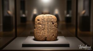 Ancient clay tablet with undeciphered symbols representing lost writing systems