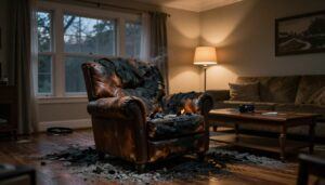 Living room fire scene often linked to spontaneous human combustion reports